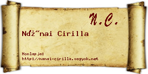 Nánai Cirilla névjegykártya